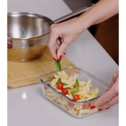 Kit 6 Potes de Vidro com Tampa Rosa Hermética 680ml Retangular Frutas Alimentos Uz - 6