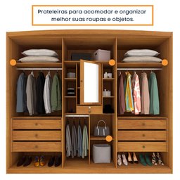 Guarda Roupa Casal 6 Portas 7 Gavetas Madrid 275cm   - 6