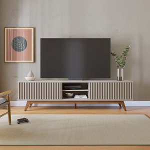 Rack Grande para Tv até 75 Pol 220x56cm Fortaleza Off White