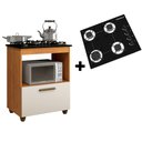 Ver imagem 1 de Kit Balcão Salvia Nature Off White Mais Fogão Cooktop Ultra Chama 4 Bocas Preto Chamalux