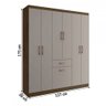 Guarda-roupa Casal Marbella 6 Portas 2 Gavetas Coffee Fumê - Doripel - 4