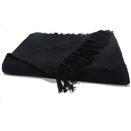 Manta Xale para sofá e cama 1,50x2,20m PRETO tear artesanal decorativa protetora - 2