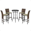 Ver imagem 1 de Mesa Bistrô e 4 Banquetas Roma Preta Corda Náutica Estofado 7 Trama Original