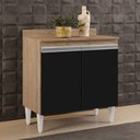 Ver imagem 2 de Balcão de Cozinha Lavanderia com Tampo 02 Portas Sara 80 cm - D’Rossi Castanho e Preto