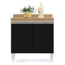 Ver imagem 3 de Balcão de Cozinha Lavanderia com Tampo 02 Portas Sara 80 cm - D’Rossi Castanho e Preto