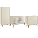 Ver imagem 2 de Quarto de Bebê Berço + Cômoda + Guarda Roupa Retrô Areia Theo Madeira