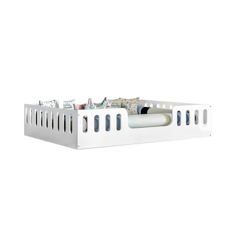Cama Casal Infantil Montessoriana Helo Branco Acompanha Luminária Led