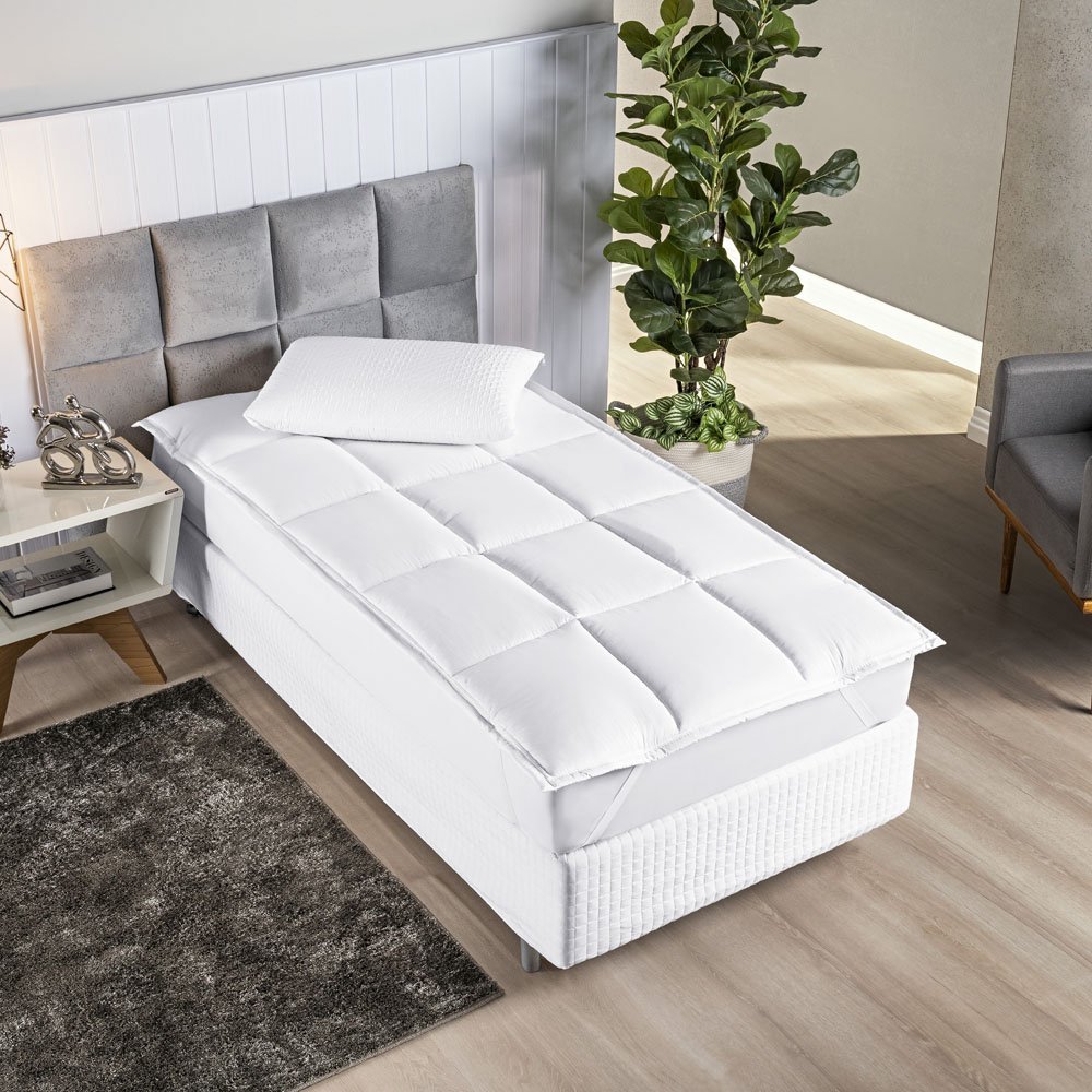 Protetor de Colchão Macio Pillow Top Solteiro Scartec Micropercal 200 Fios - Branco Casa Scarpa