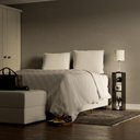 Ver imagem 2 de Mesa de Cabeceira com Nichos Preto Cama Solteiro Quarto Sala 70cm