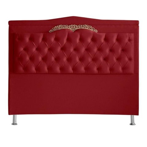 Cabeceira de Cama Box Barcelona Casal 140 Cm Capitonê Retro Botão Encapados Suede Vermelho do Lar