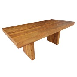 Mesa de Jantar Retangular Moderna Madeira Maciça Rústica 2,5m em U Pé Recuado - 1