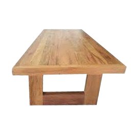 Mesa de Jantar Retangular Moderna Madeira Maciça Rústica 2,5m em U Pé Recuado - 2