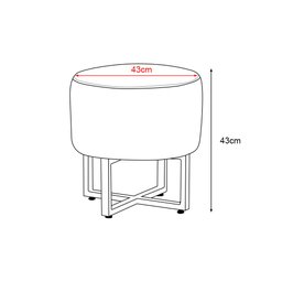 Puff Industrial Decorativo Charles Estofado Veludo Bege Base Ferro - Luxo Estofados - 3