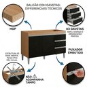 Ver imagem 3 de Balcão Gabinete Cozinha Andréia 120cm 2 Portas sem Tampo Mdp Amêndoa/preto - Desk Design
