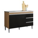 Ver imagem 2 de Balcão Gabinete Cozinha Andréia 120cm 2 Portas sem Tampo Mdp Amêndoa/preto - Desk Design