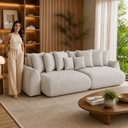 Ver imagem 6 de Sofá Retrátil 6 Lugares Linho Armani 2,90 Mts Cinza Claro
