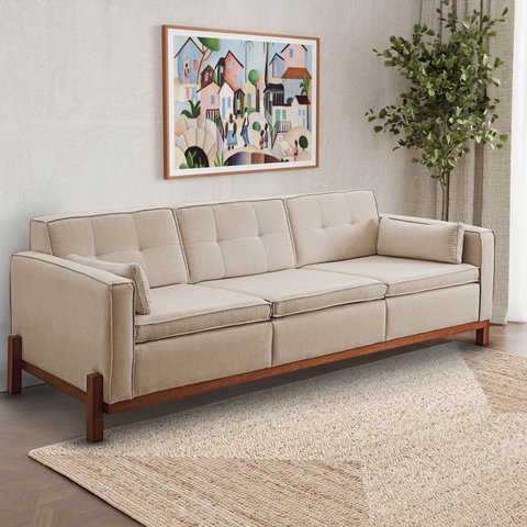 Sofá 3 Lugares 212cm em Linho Tiê CabeCasa MadeiraOriginals