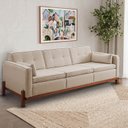 Ver imagem 1 de Sofá 3 Lugares Linho Bege Tiê 212cm CabeCasa MadeiraOriginals
