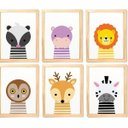 Ver imagem 1 de Quadro Infantil Safari 6 un A4 vidro e pendurador