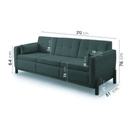 Sofá 3 Lugares 212cm em Linho Tiê CabeCasa MadeiraMadeira - 2