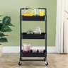 Carrinho Organizador Multiuso com Rodas 3 Prateleiras Preto - 8