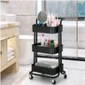 Carrinho Organizador Multiuso com Rodas 3 Prateleiras Preto - 4