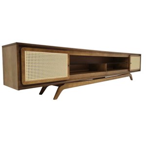 Rack Sala Tv até 75 Polegadas Ricco 273 Cm Laminado Portas Palhinha Imbuia