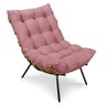 Kit Poltrona Costela com Puff Para Sala Suede Rose - 2