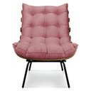 Ver imagem 4 de Kit Poltrona Costela com Puff para Sala Suede Rose