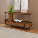 Ver imagem 1 de Aparador Sala de Jantar Cachepot em Madeira Maciça Imbuia Mel 2 Gavetas Estrutura Metal Preto