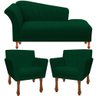 Kit Recamier Sofá Divã Chaise Longue + 2 Poltrona Iza Retro: Suede Verde Musgo - 1