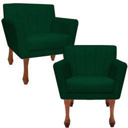 Kit Recamier Sofá Divã Chaise Longue + 2 Poltrona Iza Retro: Suede Verde Musgo - 3