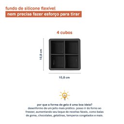 Forma de Gelo Para 4 Cubos de Gelo Quadrado Grande - Preto - 2