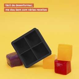 Forma de Gelo Para 4 Cubos de Gelo Quadrado Grande - Preto - 3