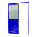 Ver imagem 1 de Porta de Correr Suspensa Meia Veneziana Meia Vidro Dir L.25 Azul 210x90 Brimak