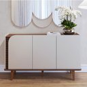 Ver imagem 7 de Cristaleira e Aparador Buffet Jurerê Off White Matte Nogueira Real - Colibri