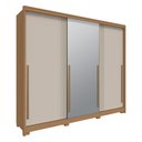 Ver imagem 1 de Guarda Roupa Casal New Guarapari 3 Portas Deslizantes com Espelho - Carvalho/off White