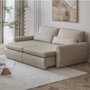 Ver imagem 1 de Sofá Retrátil Reclinável Charlie 2,10m Linho Supreme D28 Vira Cama Casal Orgânico - Begetaupe