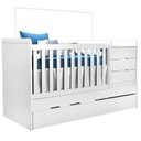 Ver imagem 5 de Berço Multifuncional Cléo com Guarda Roupa e Colchão MDF Branco Albatroz Móveis