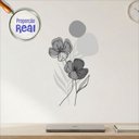 Ver imagem 1 de Adesivo Floral Boho Cinza Estilo Nórdico 35X60 Minimalista Abstrato