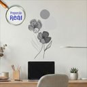 Ver imagem 2 de Adesivo Floral Boho Cinza Estilo Nórdico 35X60 Minimalista Abstrato