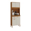 Ver imagem 1 de Kit Cozinha Ceara 4 Portas 1 Gavetas Nogueira Madeira Natura Off White Atualle