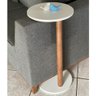 Mesa De Apoio Monopé Lateral Redonda Para Sofá Ou Cama Branca - 2