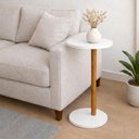 Ver imagem 1 de Mesa de Apoio Monopé Lateral Redonda para Sofá ou Cama Branca