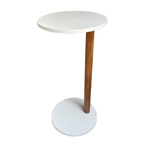Mesa De Apoio Monopé Lateral Redonda Para Sofá Ou Cama Branca