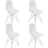 Kit 4 Cadeiras Estofadas Charles Eames Eiffel Botonê com Pés de Metal Cromado Branco Multicolorido - 1