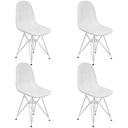 Ver imagem 1 de Kit 4 Cadeiras Estofadas Charles Eames Eiffel Botonê com Pés de Metal Cromado Branco Multicolorido