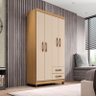 Guarda Roupa Solteiro Modena 4 Portas e Cômoda Texas com Armário Multiuso Versatile Carvalho America - 4