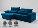 Ver imagem 3 de Sofá Retrátil e Reclinável com Molas Ensacadas e Carregador Usb Colosso 2,30m Veludocristal Azul