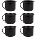 Ver imagem 1 de Jogo 6 Canecas Esmaltadas Pequenas Pretas Com Alças 90ml Xícaras Ágata Para Café